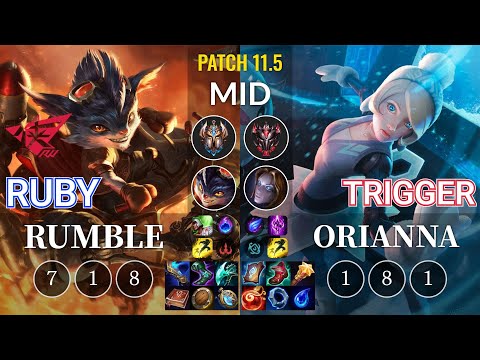 RW Ruby Rumble vs Trigger Orianna Mid - KR Patch 11.5