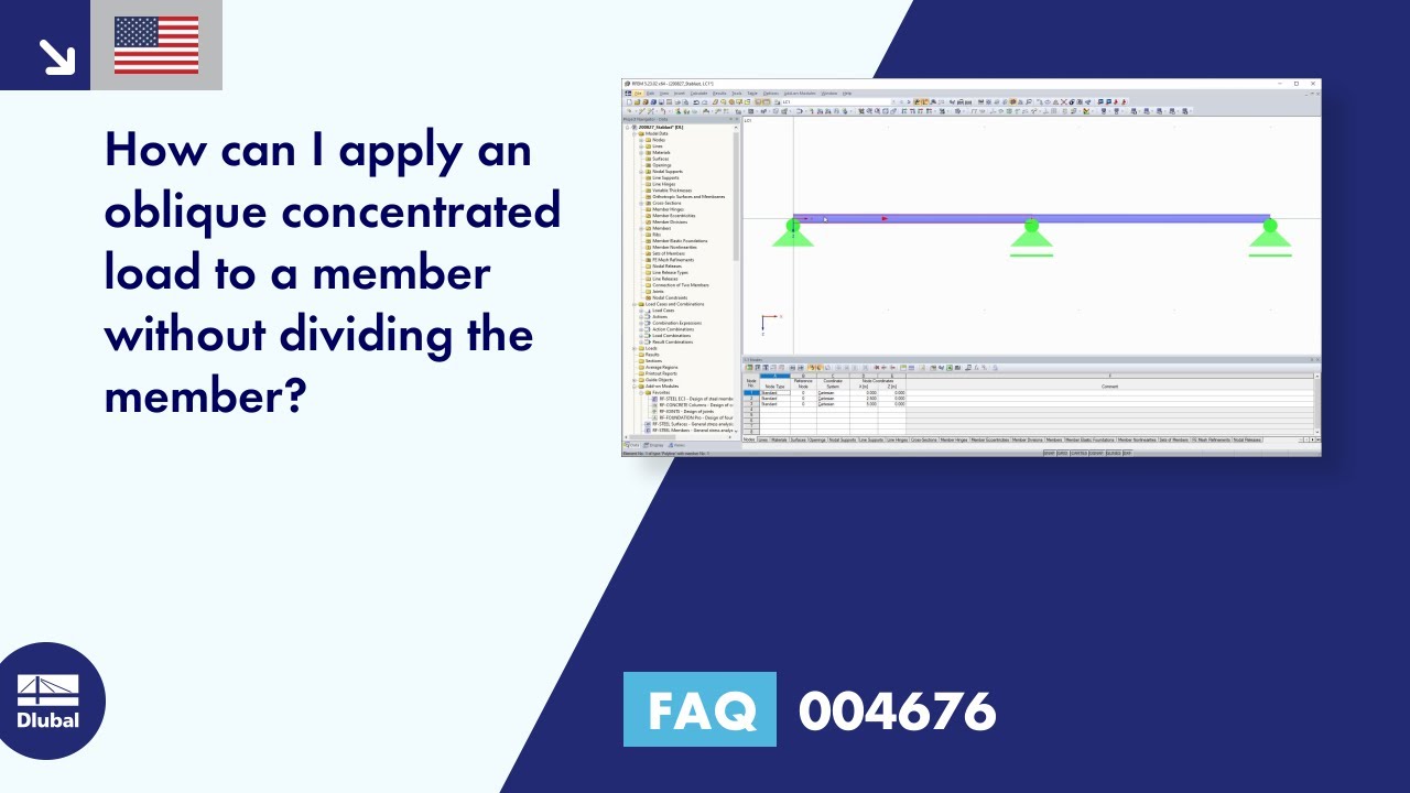 [EN] FAQ 004676 | How can I apply an oblique concentrated load to a member without dividing the ...