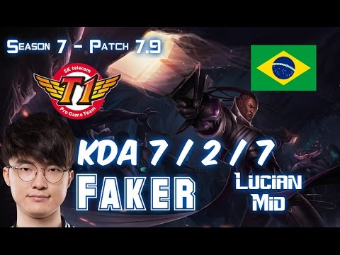 SKT T1 Faker LUCIAN vs TALIYAH Mid - Patch 7.9 BR Ranked
