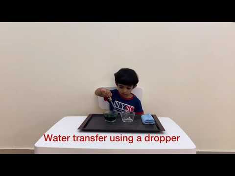 Water transfer using a dropper Montessori practical life lesson