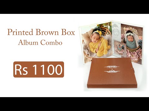 Rexine Printed Brown Box Album Combo