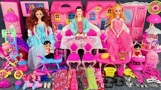 10 Minutes Satisfying with Unboxing Pink Barbie Doll House Toys Set Review | ASMR