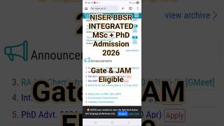 MSc + PhD Together 😱 NISER Admission 2026 | GATE/JAM Students Apply!