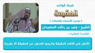 صورة القاعدة العاشرة     الأصل في الكلام الحقيقة ولايجوز العدول عن الحقيقة الا بقرينة