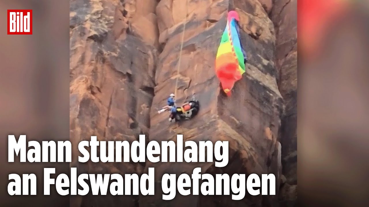 Utah, USA: Basejumper bleibt an Klippe hängen