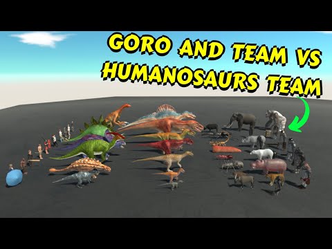 GORO and TEAM vs HUMANOSAURS TEAM in Animal Revolt Battle Simulator [Gameplay]