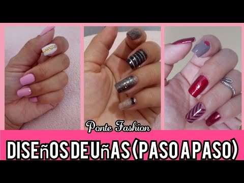 ❤DISEÑOS DE UÑAS💅 PASO A PASO (utilizando sello, hilo dental y dyurex) SUPER FÁCIL👍