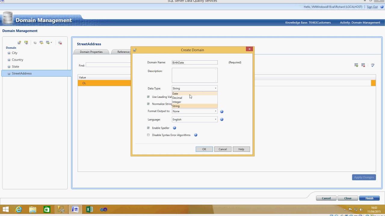 SQL Data Quality Services 04 Knowledge Base Domain Edit Customers
