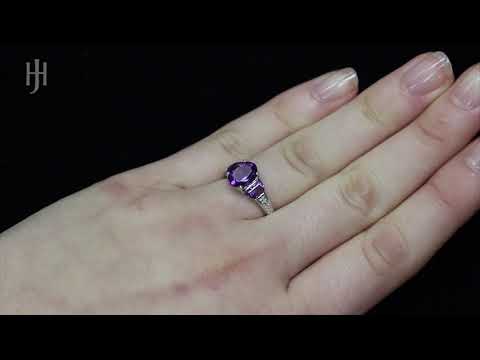 9ct W/G Diamond & Amethyst Ring - Hatton Jewellers London HJ302