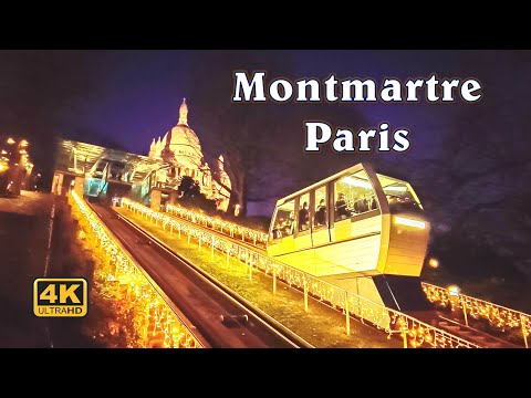 Paris France,  Montmartre at Night  | Paris Christmas Walk 2021 [4K UHD]
