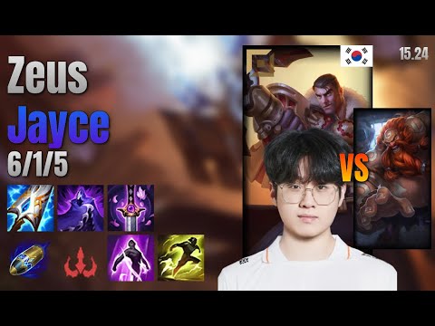 Zeus Top Jayce vs Gragas lol KR solo rank Full Game 15.24 | 제우스 제이스 vs 그라가스