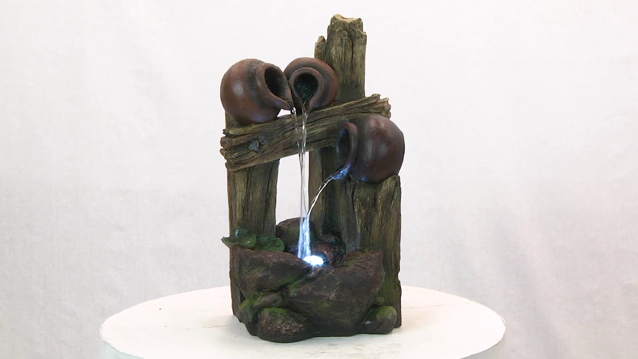 The Cascading Urns of Ravello Illuminated Tabletop Fountain Video