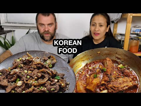 KOREAN FOOD/PORK RIBS WITH HOMEMADE KIMCHI/BEEF BULGOGI/STIR FRY BEEF KOREAN STYLE