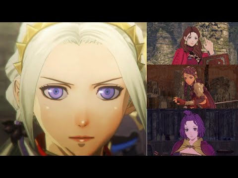 Petra, Bernadetta and Dorothea facing Edelgard in battle