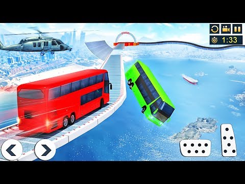 Impossible Bus Driving Master Ramp Stunts - Red Color Bus - Best Android GamePlay