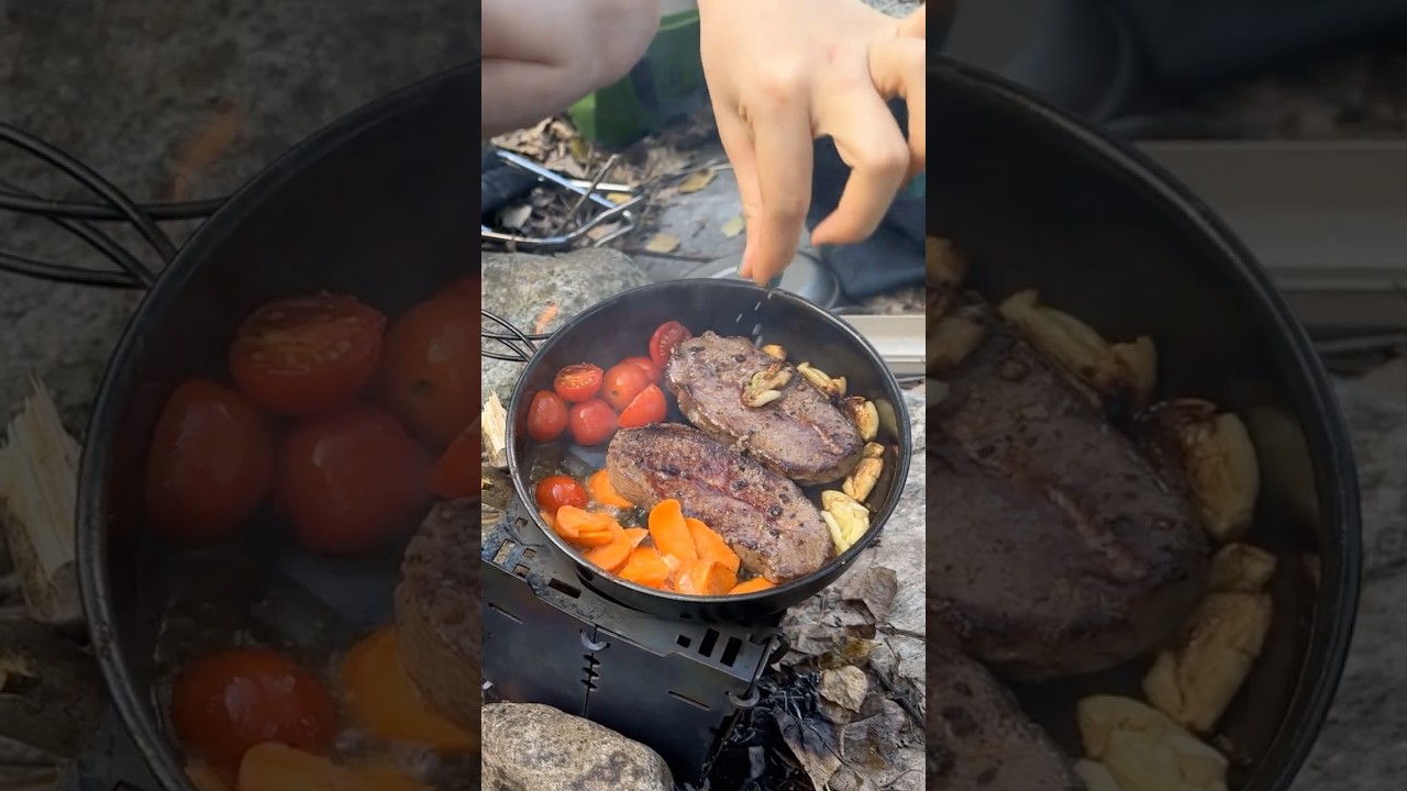 Serene Outdoor Cooking | Butter-Seared Steak & Fresh Veggies | 4K ASMR Nature Escape