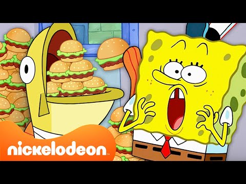 Karakter-Karakter SpongeBob Makan TERLALU BANYAK MAKANAN selama 30 Menit 😱 | Nickelodeon Bahasa