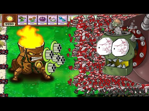 99 Threepeater Gatling Fire vs 1 Zomboss Gargantuar - Plants vs Zombies Hack