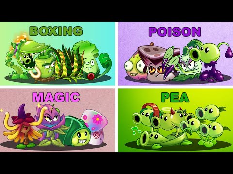4 Team Plant PEA vs BOXING vs MAGIC vs POISON - Who Will Win? - Pvz 2 Team Plant vs Team Plant