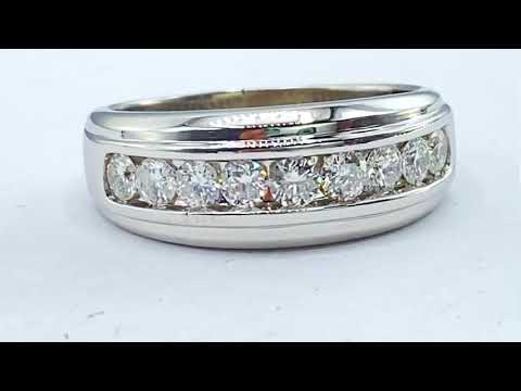 SOLD 1.00 ct NATURAL 9 x DIAMOND mens 9 mm band ring 14k white GOLD