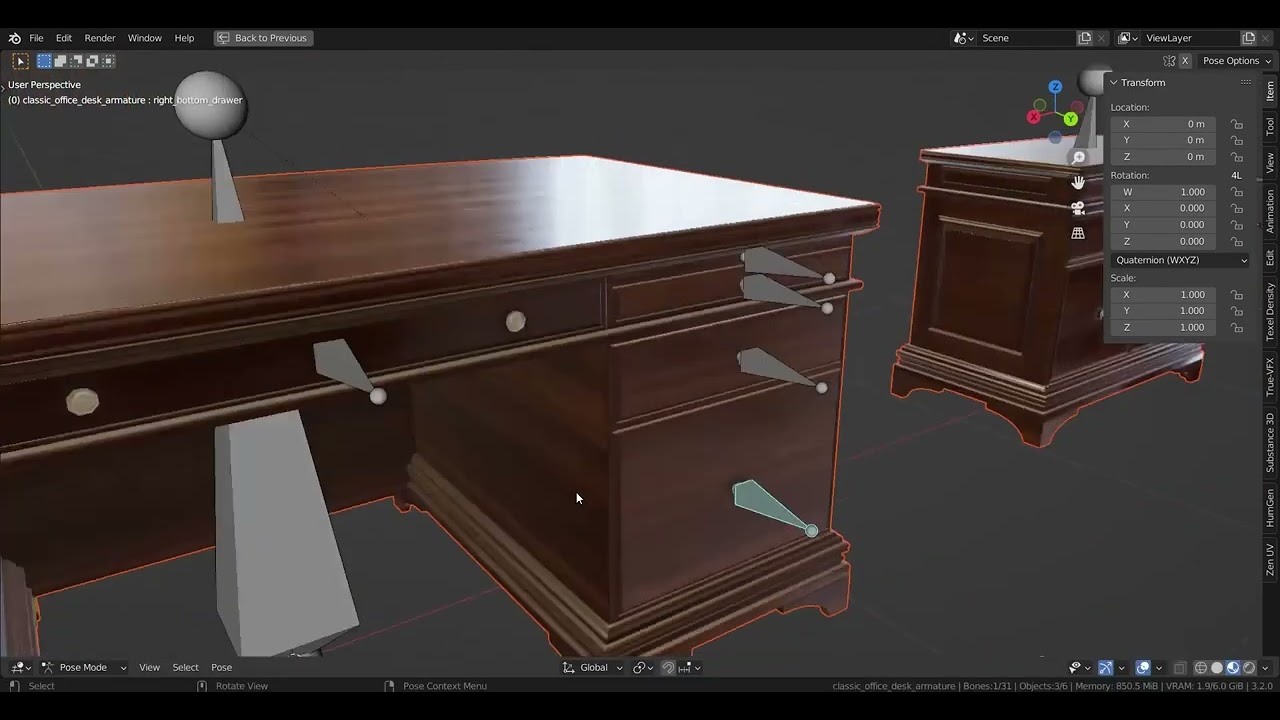 Classic Office Furniture 3D Model