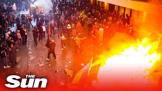 Violence erupts in Brussels as anti lockdown mob set streets ablaze