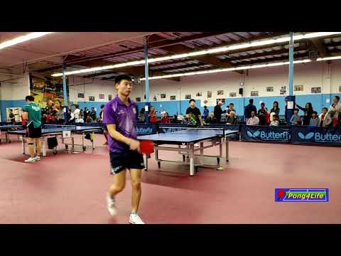 Men's Quarter Final: Ma Jinbao (2737, purple) vs Si Zhigao (2400) at ICC Butterfly Open on 2018-12-9
