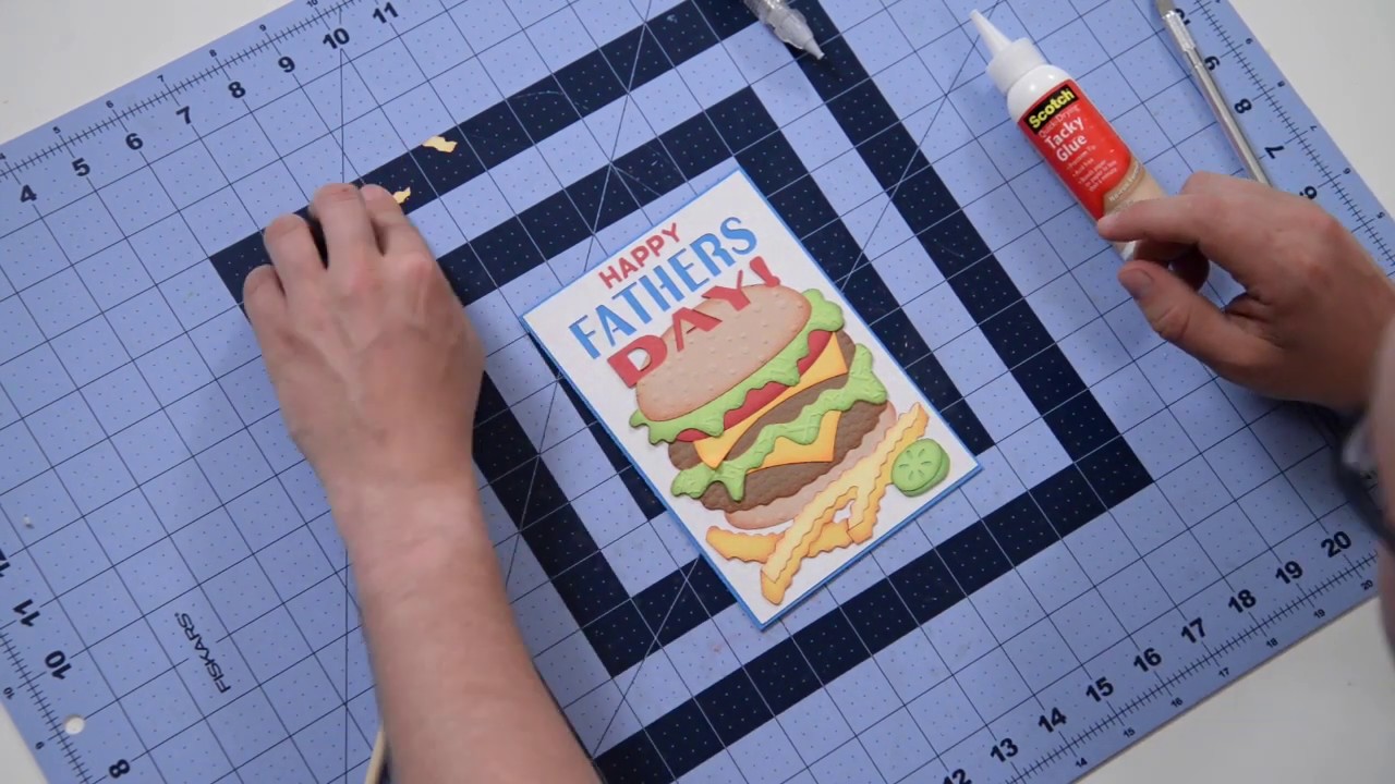 SVG File - Cheeseburger Father's Day Card - Assembly Tutorial (For Cricut, Silhouette, and ScanNCut)