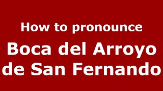 How to pronounce Boca Del Arroyo De San Fernando