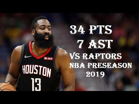 James Harden 34 Pts 7 Ast Rockets vs Raptors 2019 NBA Preseason