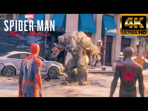 Miles Morales and Peter Parker vs Rhino with Classic Suit - Marvels Spider-Man Miles Morales