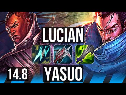 LUCIAN vs YASUO (MID) | 13/1/13, Legendary, 44k DMG, Rank 15 Lucian | JP Challenger | 14.8