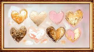 Golden Hearts Glow: 4K Romantic Art with Soft Sparkle Animation for Valentine’s Day  | 2 Hrs✨💖