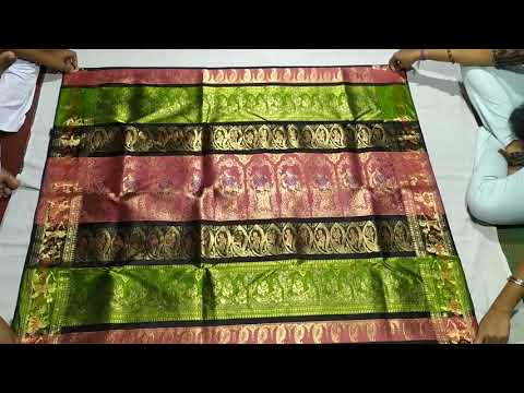 Original silk border designer black saree, with blouse piece...