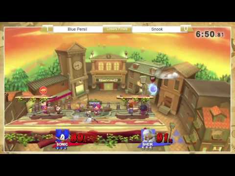 Sm4sh: A1SS3 - Blue Persil (Sonic) Vs Snook (Palutena, Sheik) - Losers Finals