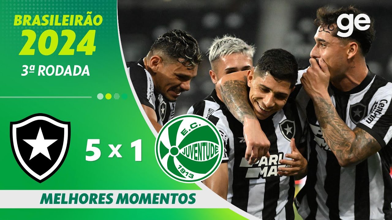 VÍDEO | Gols e melhores momentos da goleada do Botafogo sobre o Juventude por 5 a 1