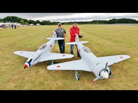 2 X WW2 1:3.2 SCALE YAKOVLEV YAK 3 & YAK 11 RC FIGHTERS DISPLAY AT BMFA NATIONALS - 2018