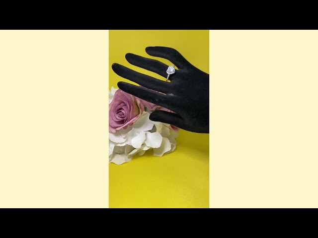 خاتم زركون شكل قلب مطلي فضة