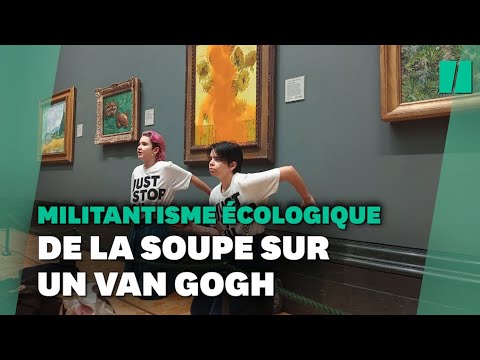 Les « Tournesols » de Van Gogh aspergés de soupe à la tomate par des militantes écologistes