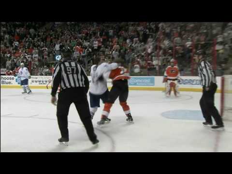 TOR 1 @ PHI 3 - Phaneuf vs Hartnell - 100307