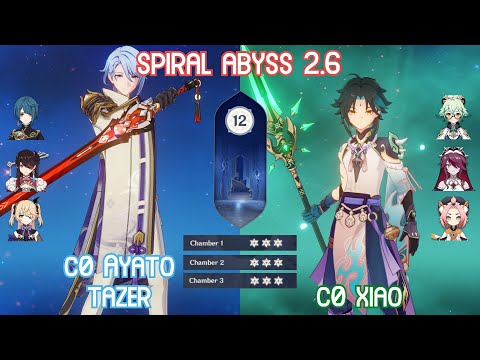 【GI】Spiral Abyss 2.6 Floor 12 - C0 Ayato Tazer & C0 Xiao Double Cryo Full Star Gameplay!