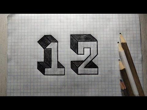 "TWELVE". how to draw 3D number 12. 3d drawings pencil number 12 - 3d numbers 12. 3d number 1.2