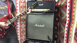 Video thumbnail for Marshall 1972 JMP 100w Super Tremolo #1959T STA2450D and 1976 4x12 #1982A Cab A18932 by James Robinson-Wyatt