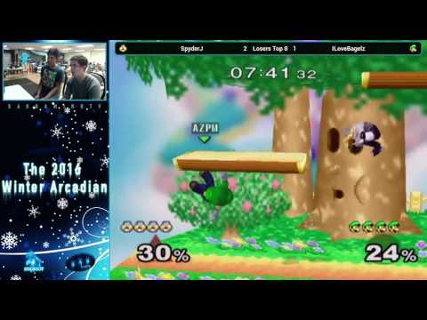 Winter 2016 Melee Arcadian Losers Top 8 - CL|SpyderJ (Sheik) vs ILoveBagelz (Luigi)