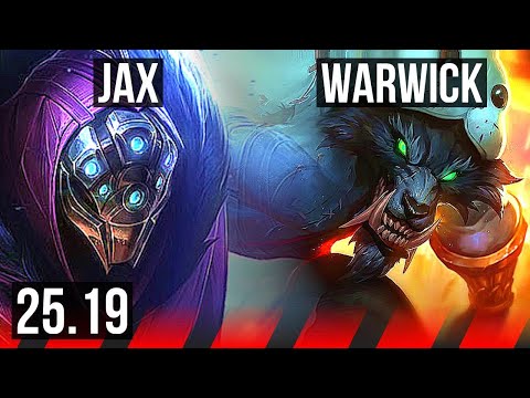 JAX vs WARWICK (TOP) | 9 solo kills, 11/1/2, Legendary | KR Challenger | 25.19