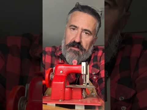 Candy Red Vintage Toy Sewing Machine Restoration: The box and its paper