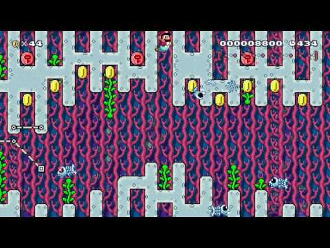 骨魚の遊泳　　Bone torpedo by おどち - SUPER MARIO MAKER - No Commentary 1AI