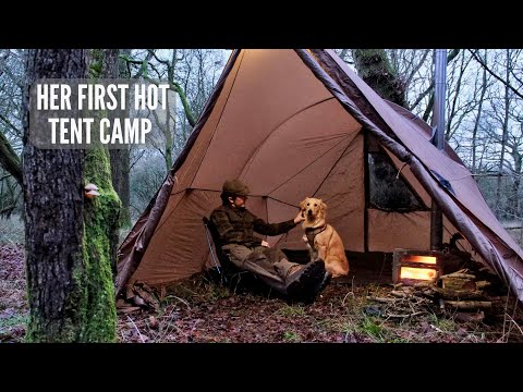 Winter Hot Tent Camping with my Dog