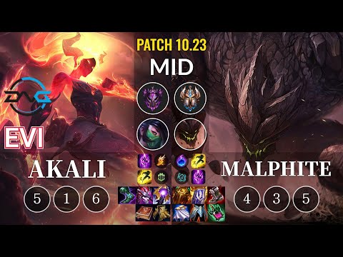 DFM Evi Akali vs Malphite Mid - KR Patch 10.23