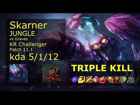 Skarner Jungle vs Graves - KR Challenger 5/1/12 Patch 11.1 Gameplay // [롤] 스카너 vs 그레이브즈 정글